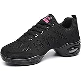 Women's Jazz Shoes Lace-up Sneakers - Breathable Air Cushion Lady Split Sole Athletic Walking Dance Shoes Platform