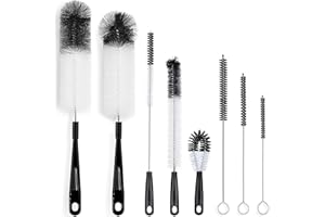 ALINK 8-Pack Bottle Cleaning Brush Set - Long Handle Black Bottle Cleaner for Washing Narrow Wine/Beer Bottles, Thermos, Hydr