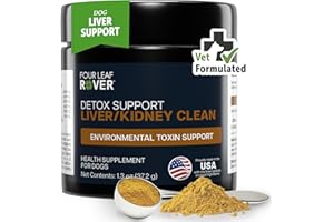 Four Leaf Rover Dog Liver Support - with Organic Milk Thistle & Mushrooms - with Kidney Support - Detox & Cleanse - Veterinarian Formulated