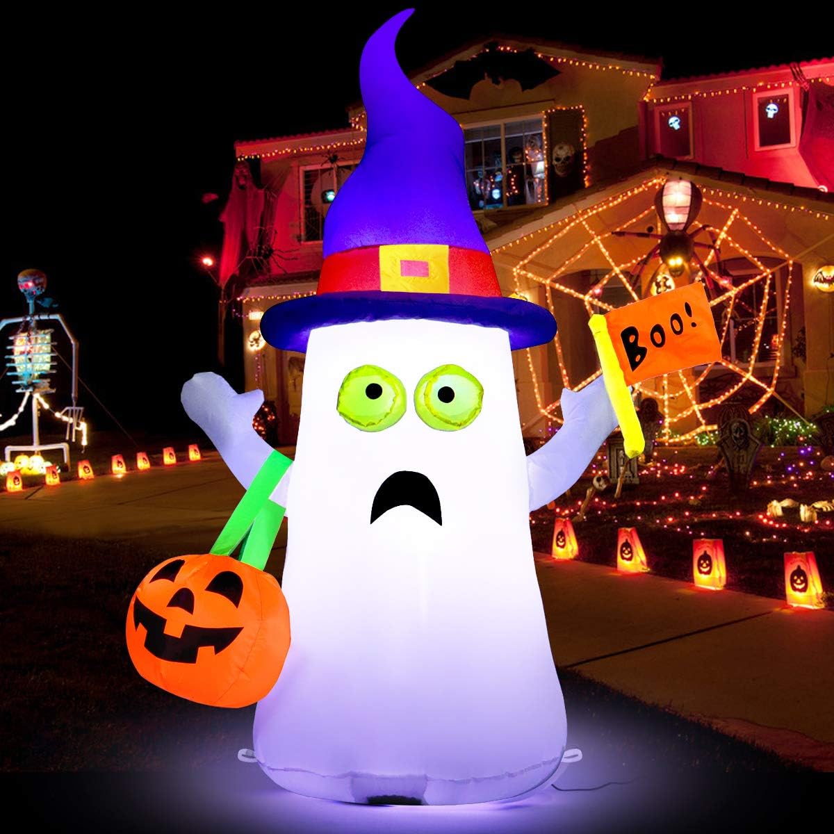 LAOSSC 4.5 Foot Halloween Inflatable Ghost Halloween Decorations for Indoor and Outdoor - Lanterns Lighted Holiday Home Décor