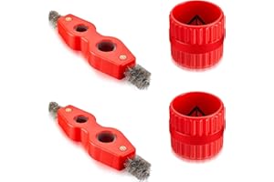 WADY 2 Set Copper Pipe Cleaner and Reamer Set,4 in-1 Copper Tubing Brush Pipe Inside and Outside Wire Brush, Red Color Copper