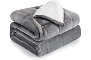 Cottonblue Sherpa Weighted Blanket 15 lbs, Fleece Flannel Heavy Blanket Twin Size, Soft Cozy Fuzzy Weighted Blankets 48 x 72 inches, Idea Gifts for Adults Birthday