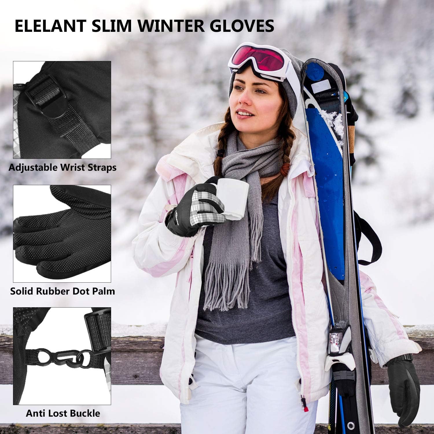 KINEED Waterproof Ski Gloves Touchscreen 3M Thinsulate Winter Warm Snow Gloves for Women Youth : Sports & Outdoors
