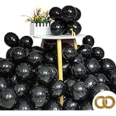 200pcs Black Balloons 5 Inch Matte Black Latex Balloons with 2 Rolls of Ribbon Small Black Party Balloons for Birthday Wedding Halloween New Year's Party Festival Arch Garland Decorations