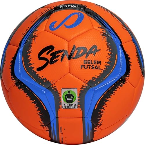 SENDA Belem Training Futsal Ball, Fair Trade Certified, Orange/Blue/Grey/Black, Size 3 (Ages 8-12)