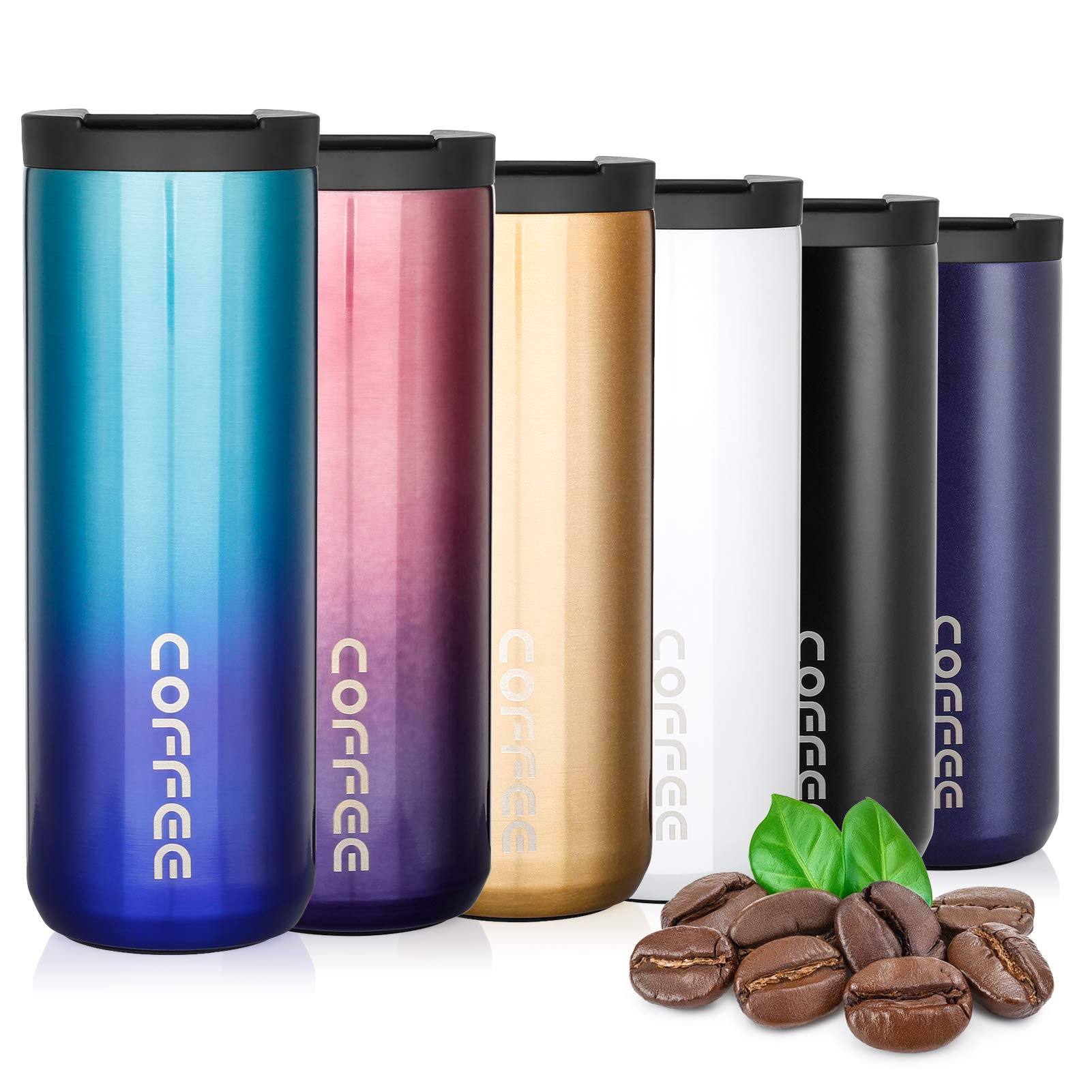 Lalafancy Insulated Coffee Cup 350ml/500ml Vacuum Double Walled Travel Mug Stainless Steel with Leakproof Lid, Car Coffee Mug for Hot and Cold Water and Tea