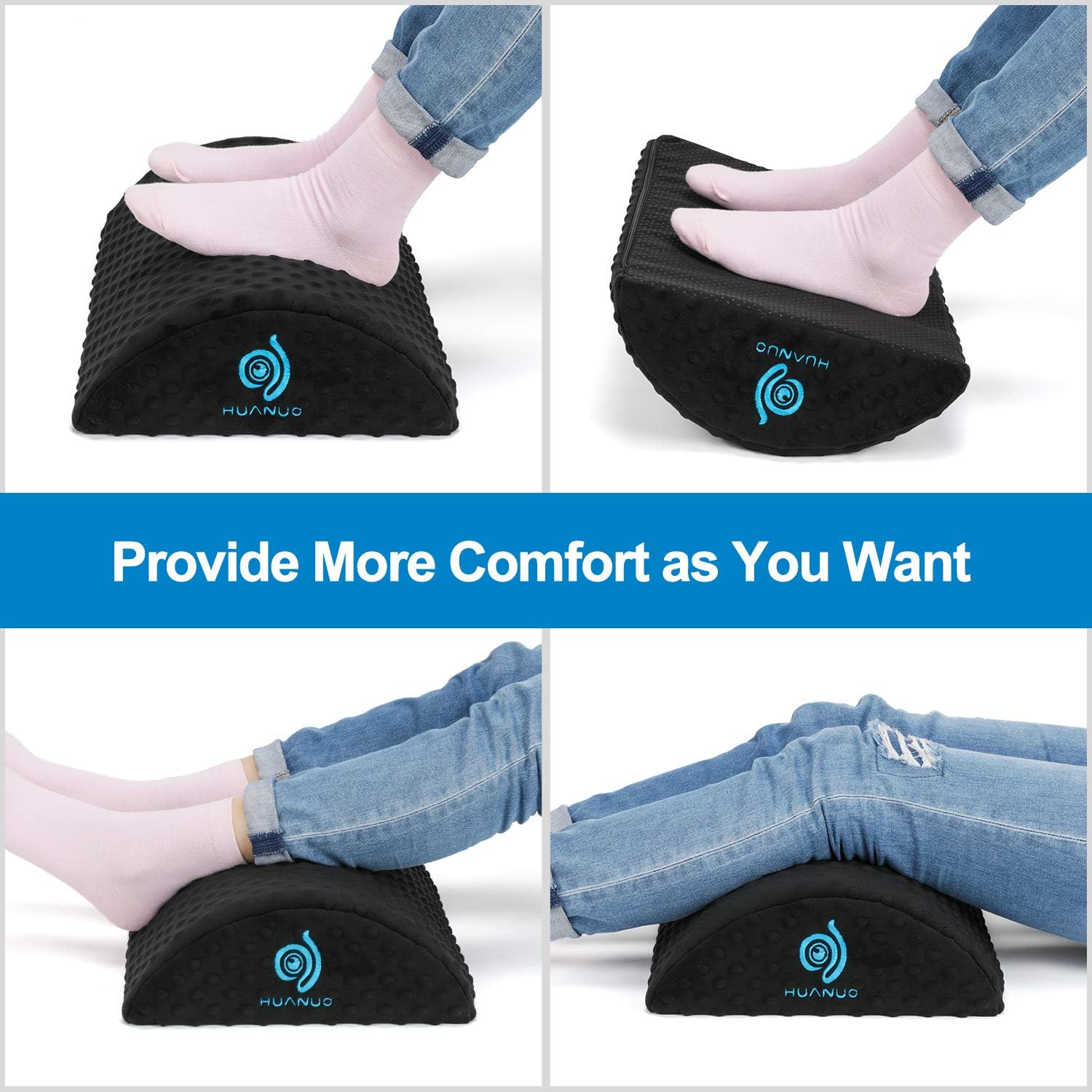 HUANUO Under Desk Foot Rest - Ergonomic Footrest with 2 Optional Covers Massage Textured Surface & Non-Slip Micro Beads for Airplane, Travel, Ergonomic Foot Stool Cushion : Office Products