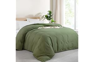 HOMBYS Oversized King Duvet Cover 120 x120 Inch, Ultra Soft Microfiber Olive Green Duvet Cover for All Season with Ziper Closure, 8 Coner Tabs (Olive Green, Oversized King)