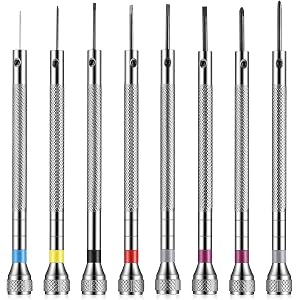8 Pcs Watch Repair Screwdriver Set, 0.6-1.6 mm Flathead & Phillips Screwdriver
