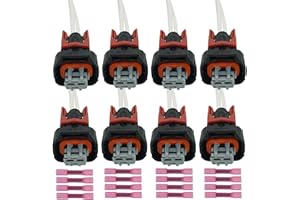 Micarun 8 Pcs 2 Wires Equipment Fuel Injector Repair Wiring Harness Pigtail Plug Fit for 2017-2024 Chevy/GMC 6.6L Duramax L5P Replaced OE# 19368140 / PT3739