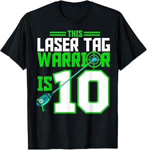 This Laser Tag Warrior is 10 Gaming Birthday Party T-Shirt