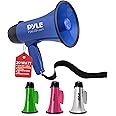 Pyle PMP21BL Portable Megaphone Speaker Siren Bullhorn - Compact and Battery Operated with 20 Watt Power, Microphone, 2 Modes, PA Sound and Foldable Handle for Cheerleading and Police Use, Blue