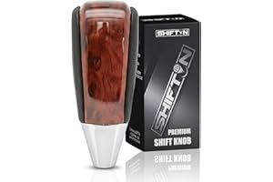 SHIFTIN Leather and Wood Gear Shift Knob for Toyota Land Cruiser 4Runner Sequoia Tundra and Lexus (Black Leather/Burl Wood)