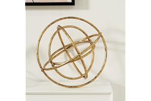 HLQMFHT 8 inches-Golden Iron Sphere,Foldable Geometric Sculpture Decorative Sphere,Tabletop Decorations for Living Room, Study，Bedroom，Modern Home Decor Accents