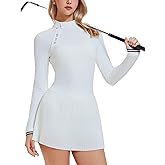 AFZ Two Pieces Tennis Skirt Set for Women Long Sleeve Zip Back Top & High Waisted Pleated Skirt Outfits for Golf,Pickleball