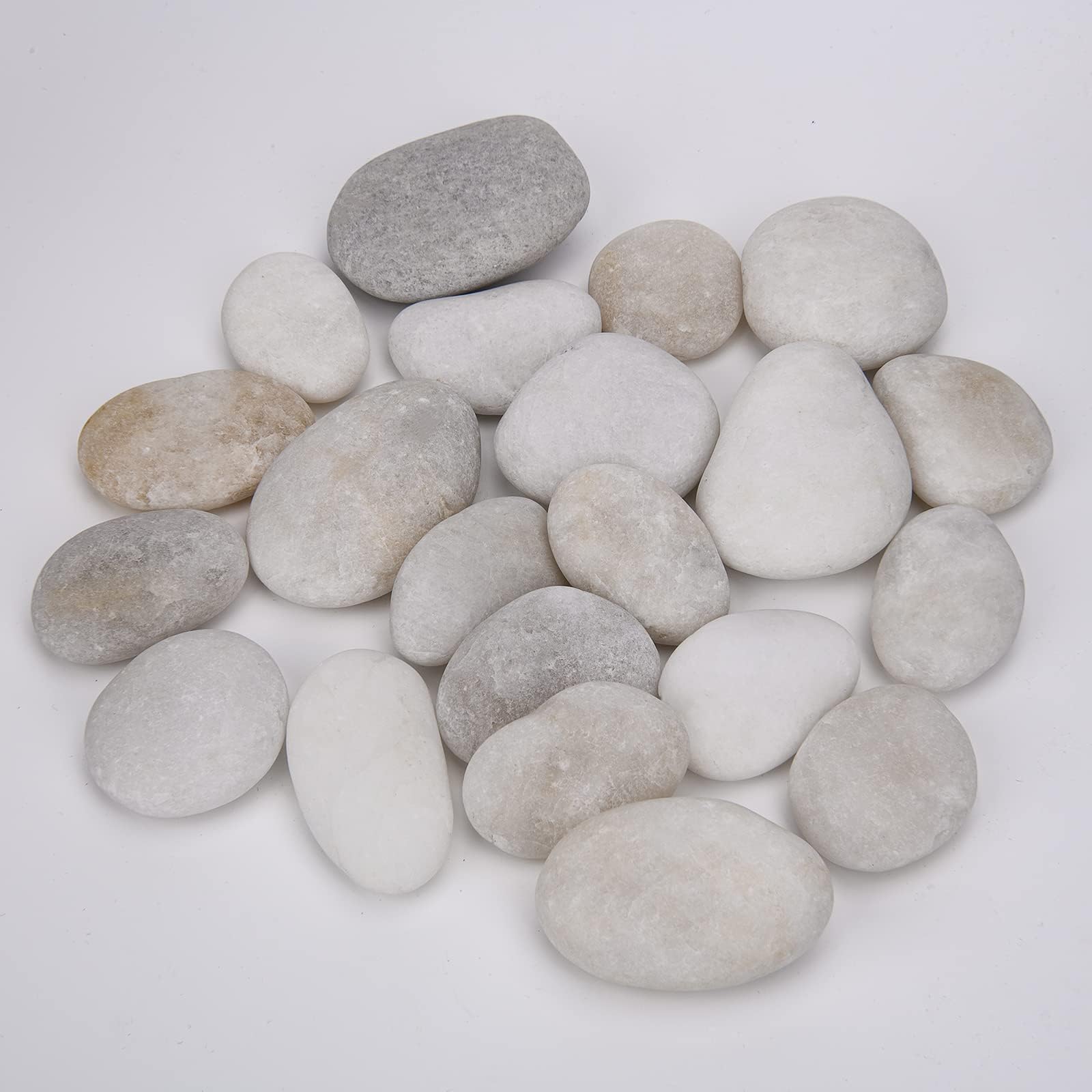 Hisredsun 21pcs Small White Painting Pebbles, 1.18-1.97 inch Smooth Pebbles for Painting Mandala and Kindness Rocks for Arts, Crafts, Garden Decoration