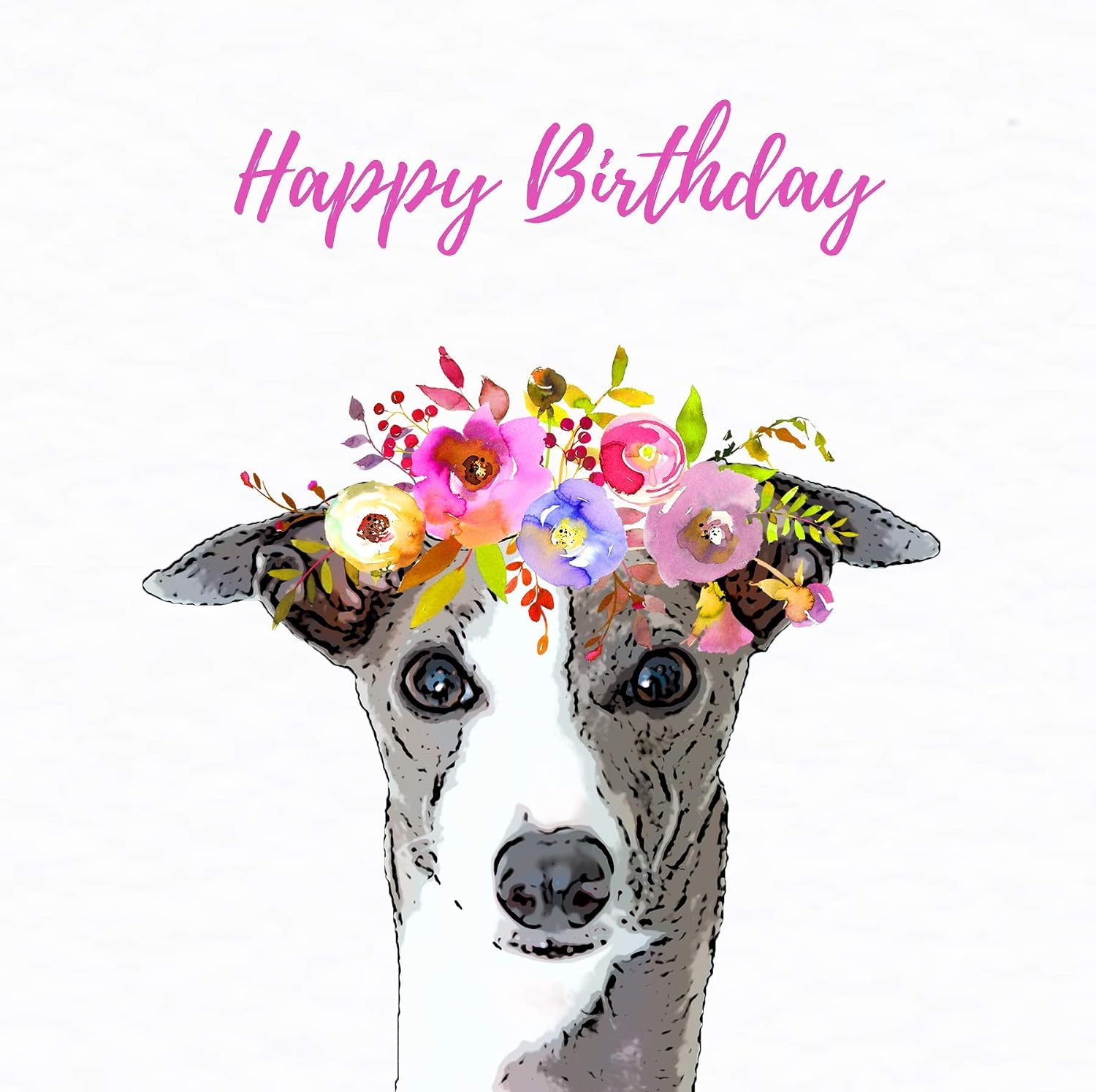 Greyhound Birthday Card, white, 6 x 6 inch - Image 4