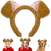Dkomekii Dogs Golden Retriever Ears Headband Brown Puppy Dog Ear Hairband for Halloween Cosplay Christmas Parties Pet Paw Costume Women Gril