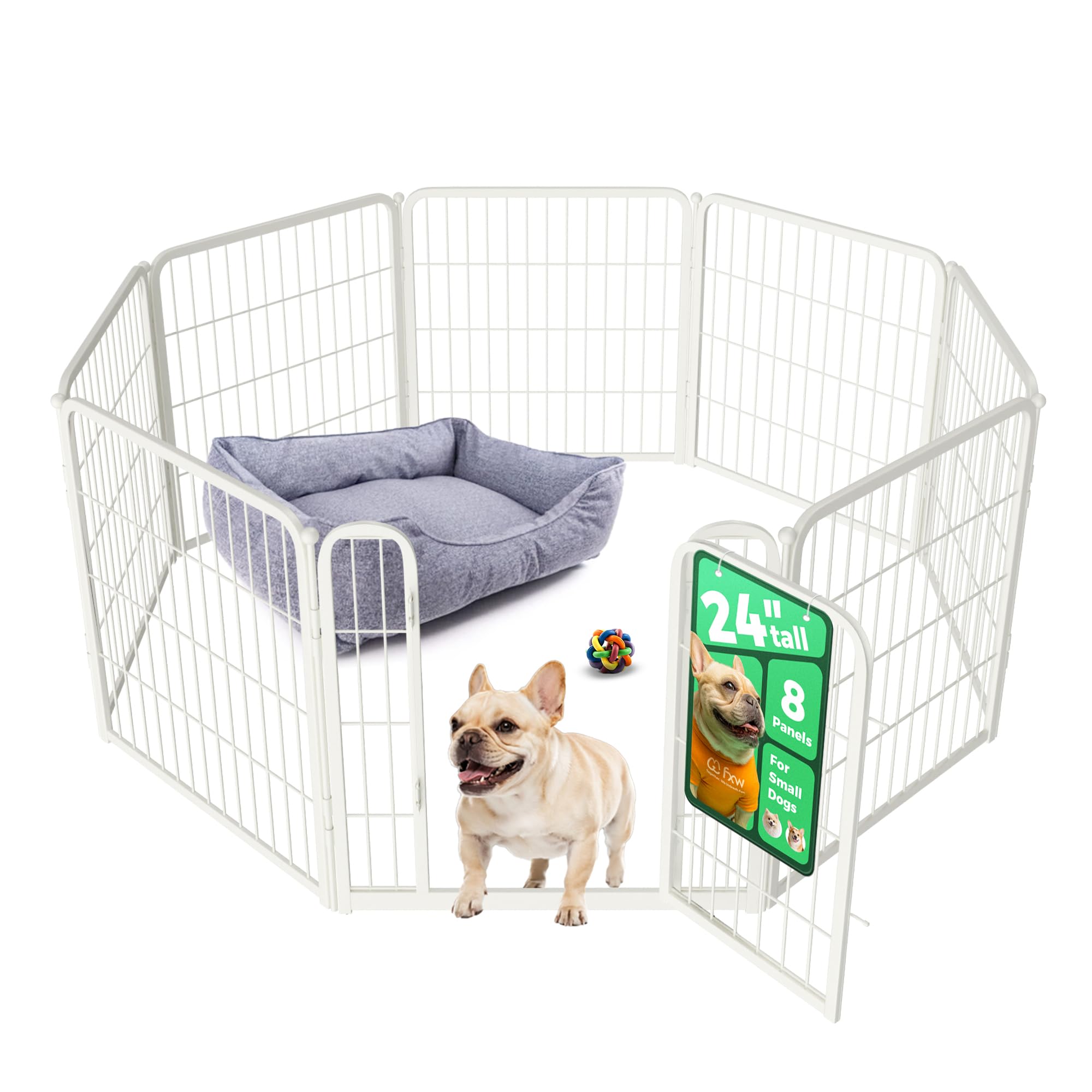 Photo 1 of FXW Homeplus Unleashed Indoor Dog Playpen - Stress-Free and Safe Play, Heavy Duty 24 Inch 8 Panels Dog Pen for Puppy and Small Dogs, White?Patented