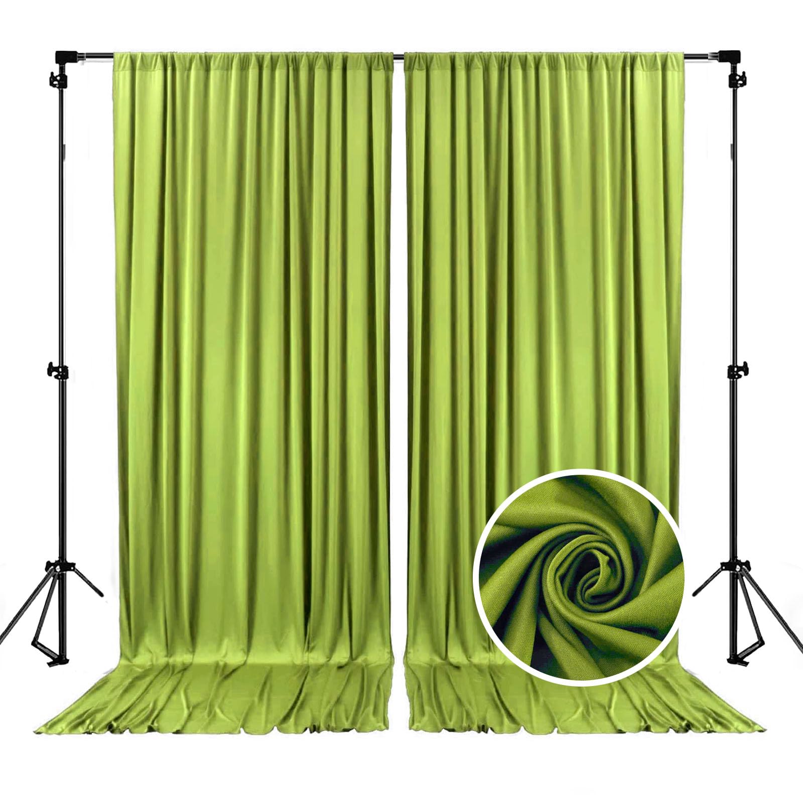 Photo 1 of 10 x 10 Feet Olive-Green Backdrop Curtain for Partie, Background Curtains for Photoshoot, Birthday, Wedding, Halloween, Thanksgiving, Christmas, New Year Party Decorations 5Ft x 10Ft, 2 Panels
