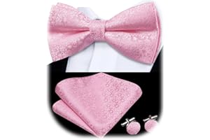 Dubulle Mens Paisley Striped Bowtie Set Pre-tied Bowtie for Men and Pocket Square Set Wedding Business