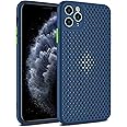 Mixneer Heat Dissipation Phone Case, New Breathable Hollow Cellular Hole Heat Dissipation Case Full Back Camera Lens Protection Ultra Slim TPU Case Cover (Blue, Compatible with iPhone 12)