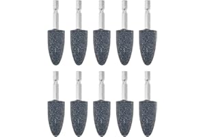 dophee 10Pcs 20mm Cone Shape Aluminum Oxide Mounted Grinding Stones Rotary Grinding Bits with 1/4" Hex Shank for Electric Rotary Tools Drill Grinder