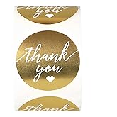 500 Pcs Thank You Stickers 1.5Inch, Round Thank You Label Sticker Envelope Seals Sticker for Small Business, Gold Self-Adhesive Apprecation Wedding Party Favors Stickers for Birthday, Gift Packaging