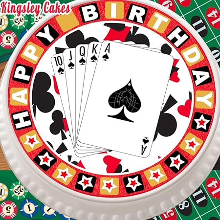 Precut Edible Icing Large Cake Topper 7 5 Inch Round Poker