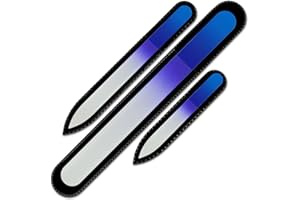 Glass Nail File - Mont Bleu Premium Set of 3 Crystal Nail Files in Pouch - Handmade Gifts - Best Glass Nail Files for Natural Nails - Washable Double Sided Nail File - Etched Nail Files