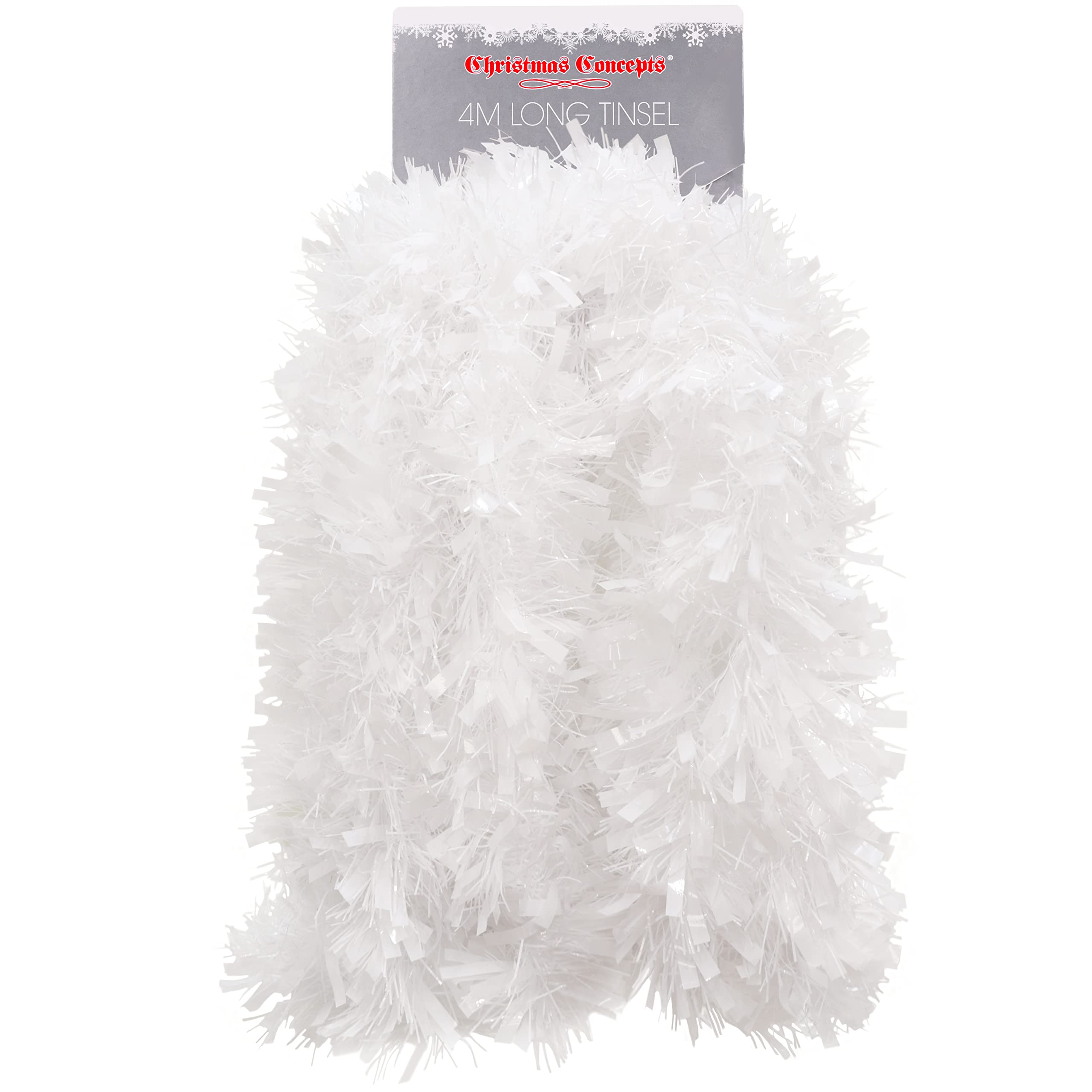 Christmas Concepts® 4m (13ft) Chunky/Fine Christmas Tinsel - Christmas Decoration (MATT WHITE)