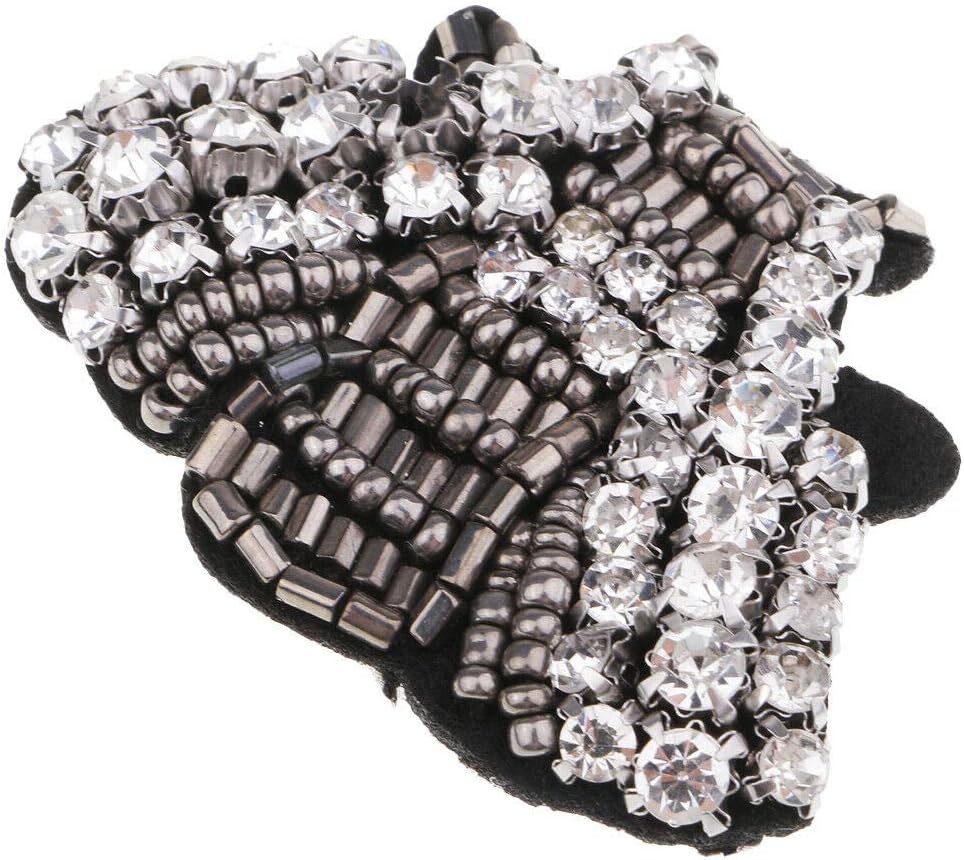 MOPOLIS Sewing Rhinestone Crystal Beaded Motif Wedding Dress Applique Patch | Color - Black
