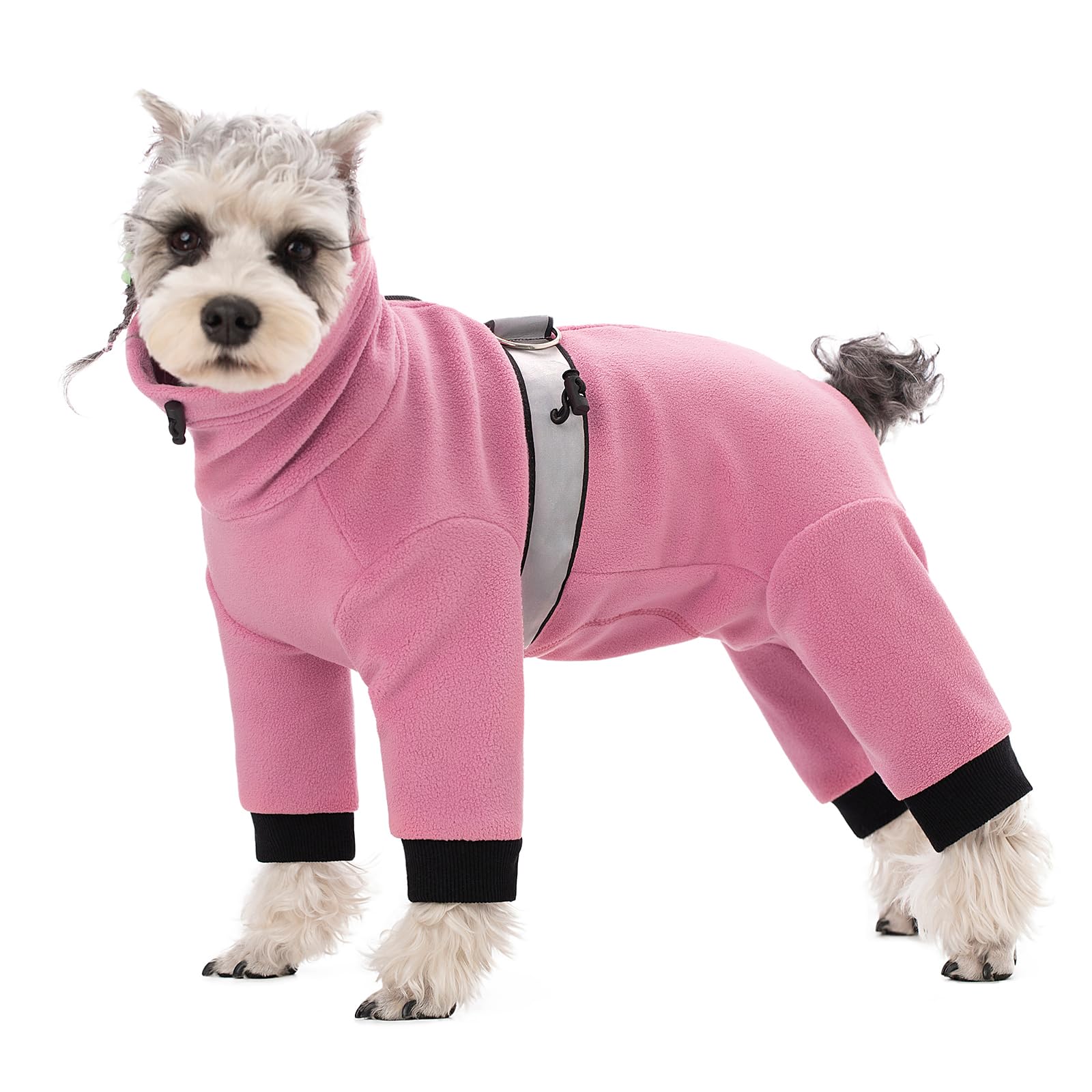 BT Bear Warm Coats Jackets for Dogs, Adjustable Dog Warm Fleece Jumpsuit Clothes With D-Ring Dog Winter Coat for Small Medium Dogs,Pink XL