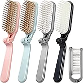 Yinkin 4 Pieces Folding Hair Brush Mini Foldable Hair Combs Compact Portable Pocket Size Travel Brush for Women Men Family Sc