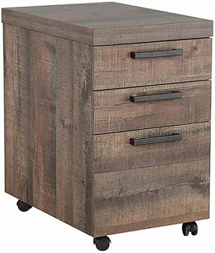 Amazon Com Benjara Wooden File Cabinet With Casters And 3 Drawers