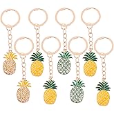 LUOZZY 8 Pcs Pineapple Keychains Rhinestone Fruit Keyrings Bag Pendants Key Holders Hawaii Party Favors