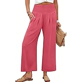 ANRABESS Womens Pants Wide Leg High Waisted Palazzo Pants Summer Flowy Beach Lounge Casual Trousers with Pockets