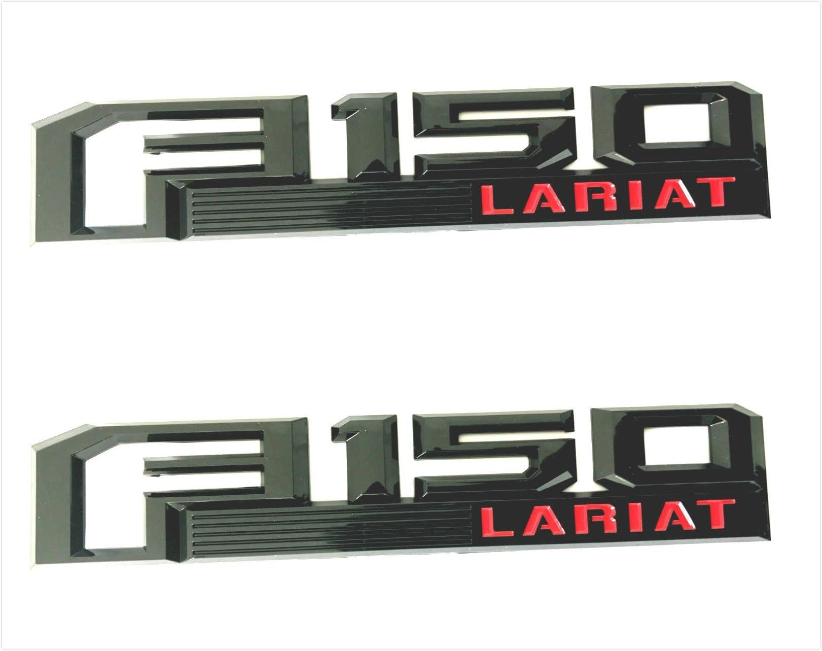 MAX WHOLESALE Pair F150 Lariat Fender Side Badge Nameplate Emblems Red & Black Pair Set for Ford F-150 Pickup
