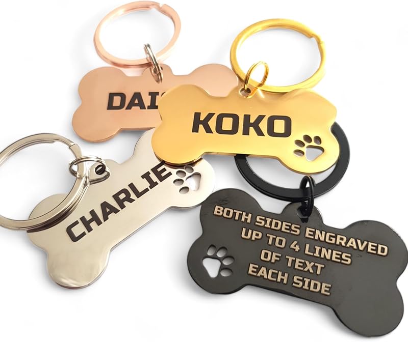 With Your Touch Personalised Engraved Dog ID Tag Stainless Steel