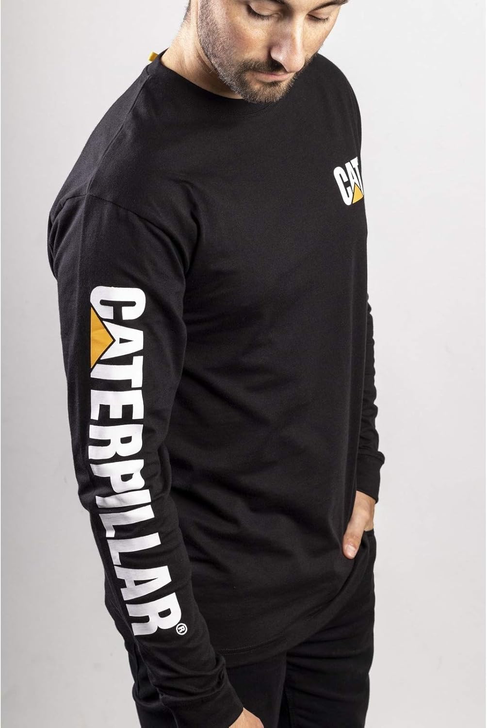 Caterpillar Men's Trademark Banner Long Sleeve T-Shirt (Regular and Big & Tall Sizes): Clothing