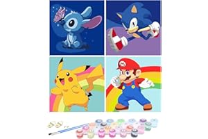 GXHDZ 4 Pack Paint by Numbers Kit for Kids, Paint by Numbers for Kids Ages 8-12 Girls and Boys, DIY Color by Number Crafts for Kids Beginner (Frameless/Boxed)