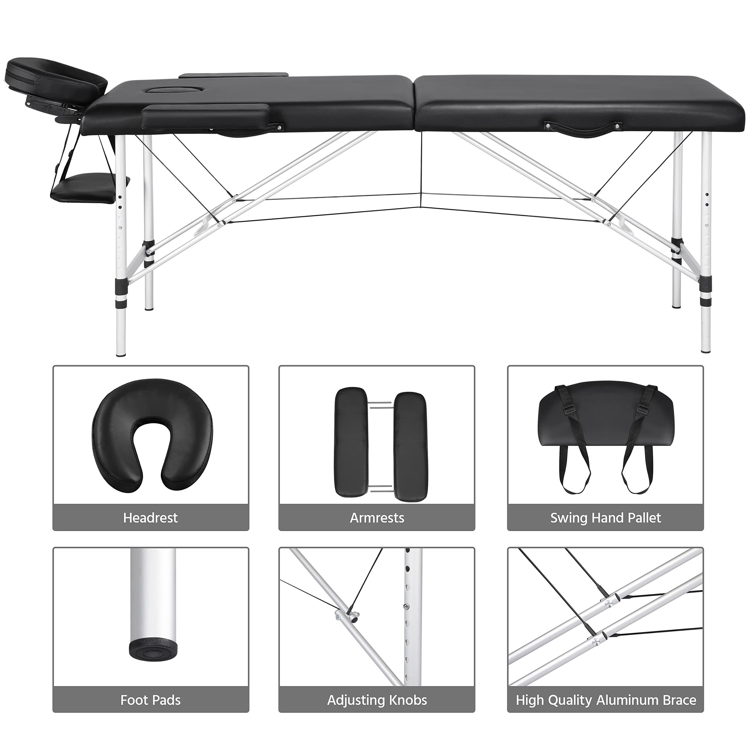 Yaheetech Massage Tables Portable 84inch Massage Bed Aluminium Height