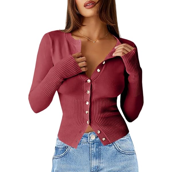 Amazon.com: BAIGRAM Women Open Front Button Cropped Cardigan Fall