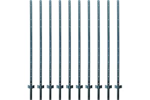 ARIFARO Fence Posts 7 Feet Sturdy Duty Metal Fence Post, Pack of 10, No Dig Garden U Post for Wire Fencing Steel Post for Yard, Outdoor Wire