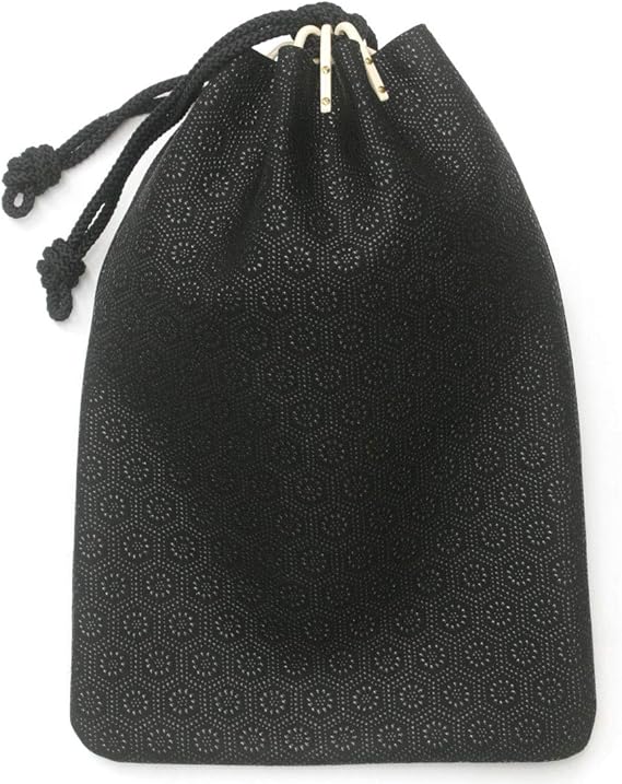 Amazon 鹿革 漆 印伝 巾着 メンズ 男物 印傳屋 Inden Ya 甲州印伝 バッグ 合切袋 信玄袋 巾着袋 亀甲 黒 黒 No 3004i 和装小物 通販