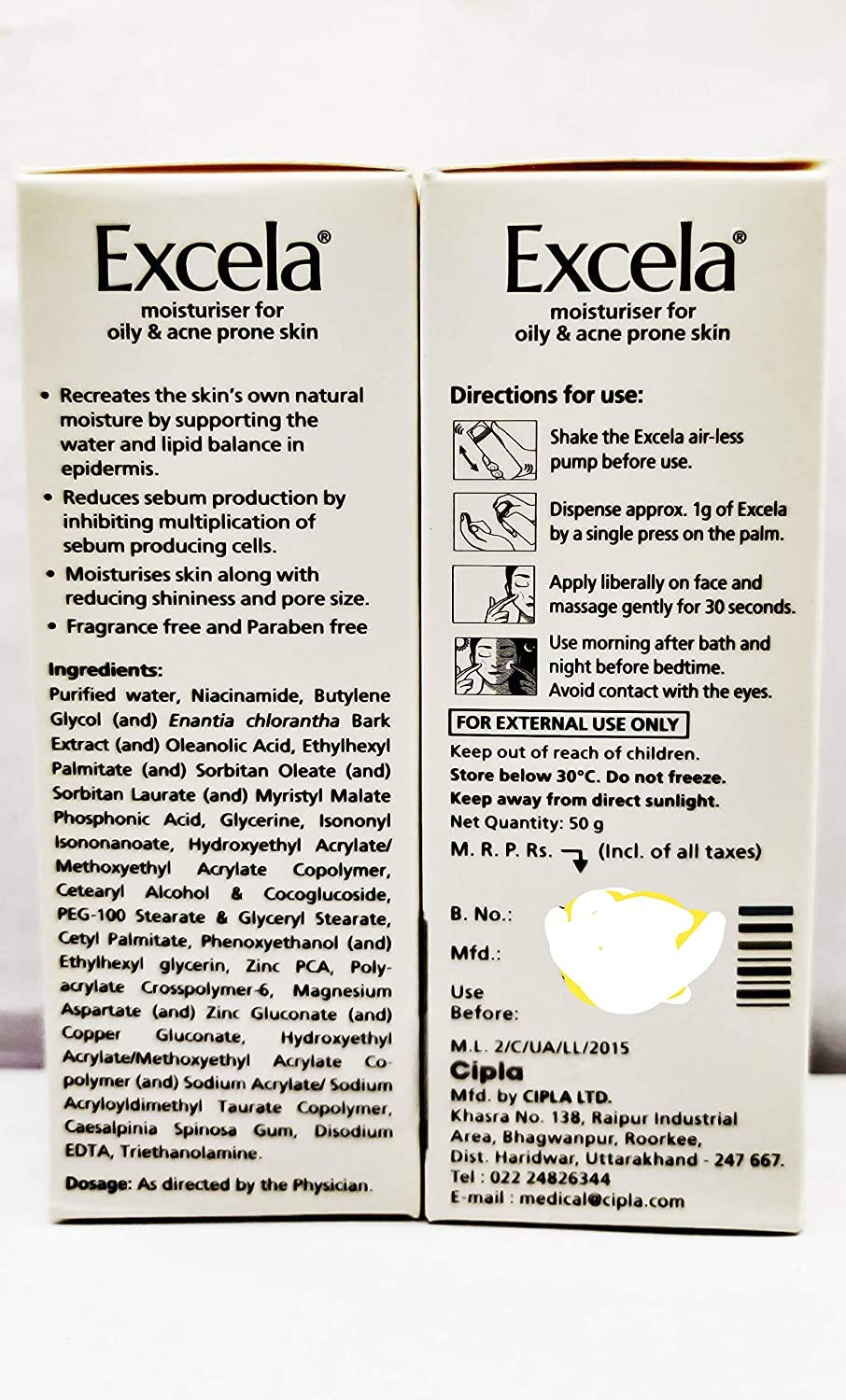 cipla excela moisturiser niacinamide percentage