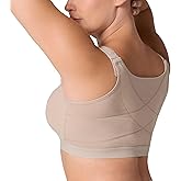 Leonisa All-in-One Front Closure Posture Corrector Bra for Women – Stretchy Cotton Wireless Back Support Bra