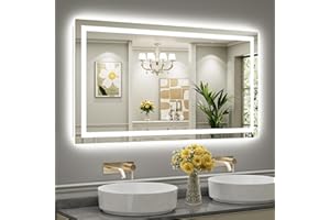 BRIIVUE 55"x30" LED Bathroom Mirror with Lights, Backlit & Front Lit, Lighted Wall Mirrors for Bathroom Vanity, Touch Screen Dimmable, Anti-Fog, Memory Function, HD Tempered Glass, Shatter-Proof, ETL Listed