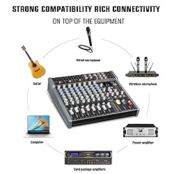 JXSOU Audio Mixer, 14-Channel DJ Mixer Bluetooth