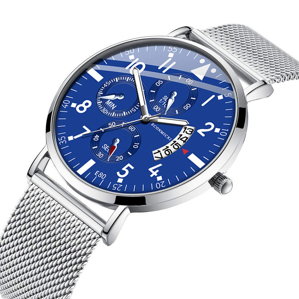 Smemek Montre Homme Montres Bracelets Etanche Chronographe Classique Montres en Acier Inoxydable Grand Cadran Date Analogique Quartz Montres (G)